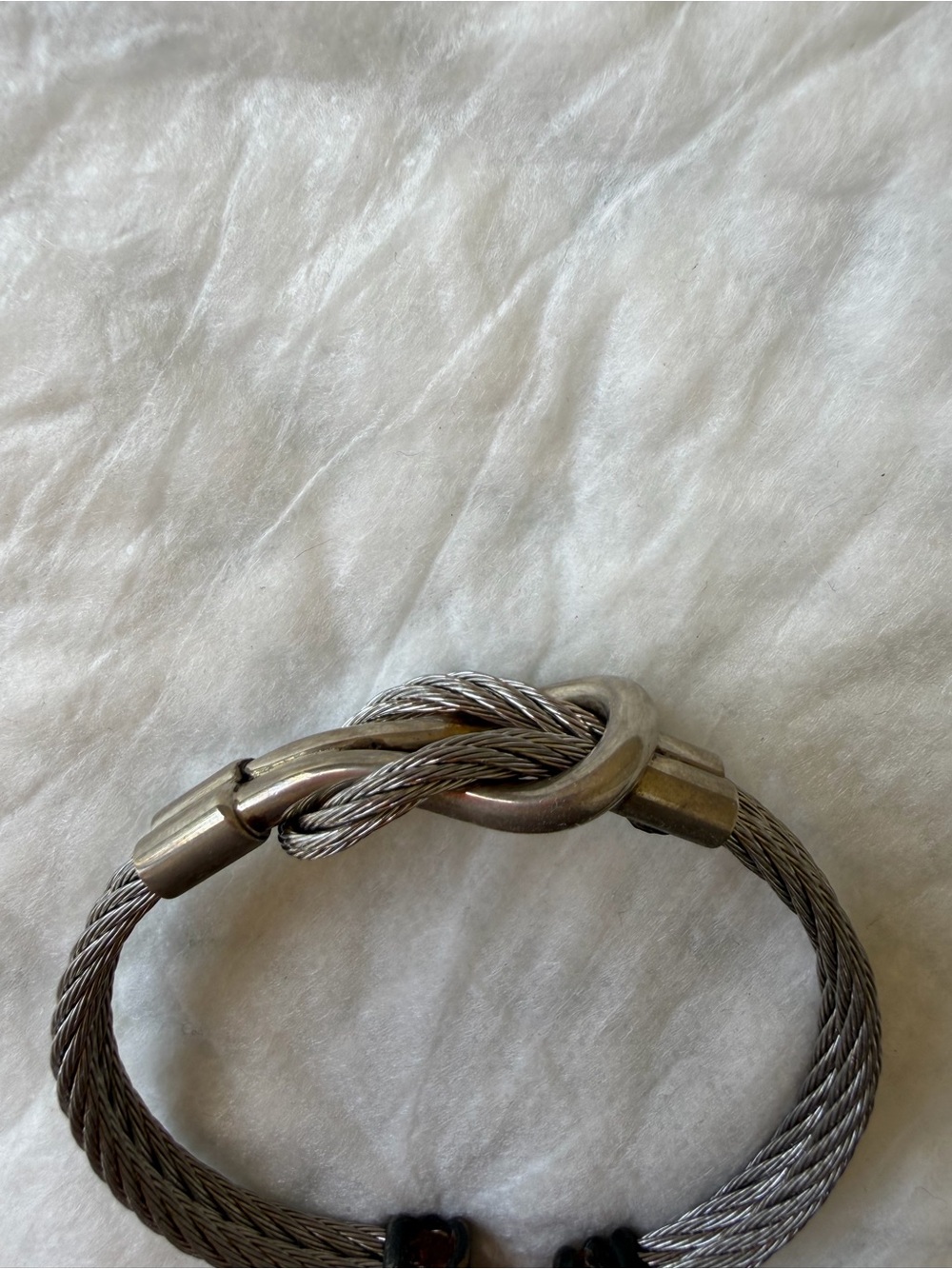 Twisted marine Cable-style square Knot Bracelet in Silver Tone